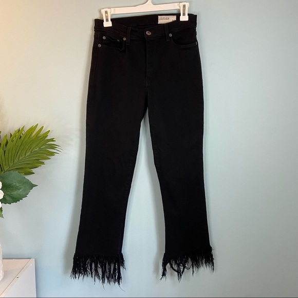 pistola Denim - Pistola Black Ten Boi Fringe Hem Jeans